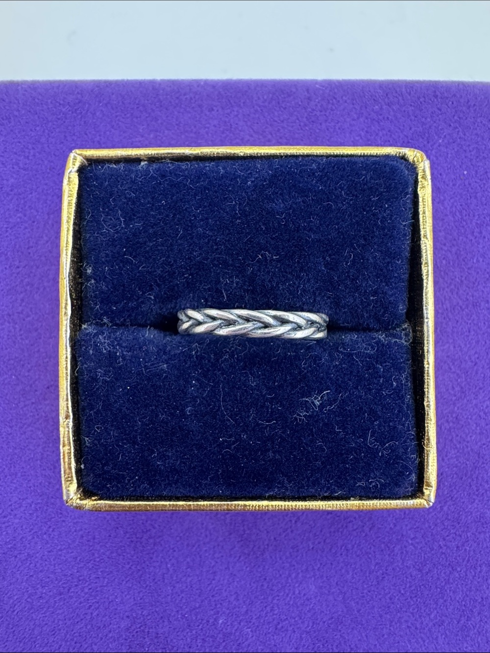 💛 Vintage Sterling Silver Braided Band Pinky / Toe Ring